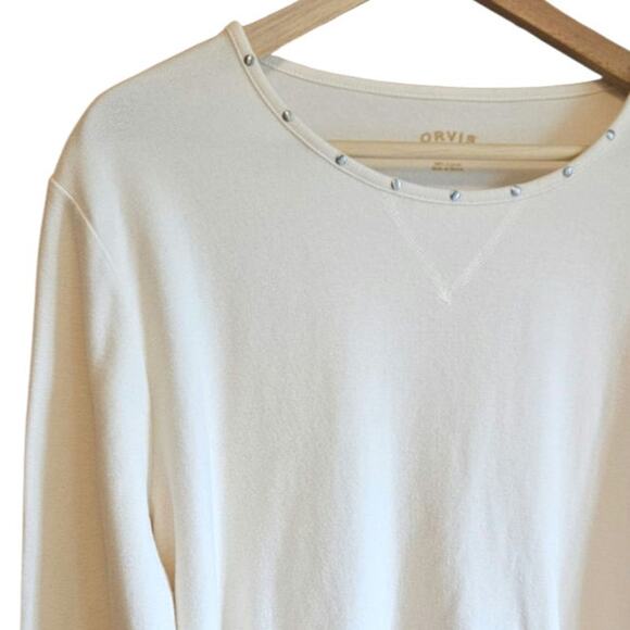 Orvis Women's Long Sleeve Scoop Neck Embezzled Neckline Cream XLarge - Picture 3 of 5